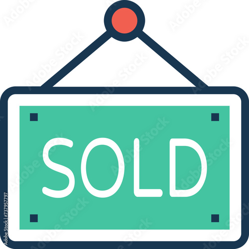 An icon of sold banner flat design 