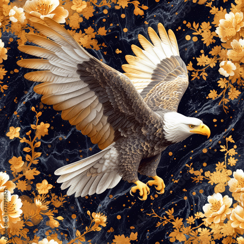 eagle as wallpaper pattern seamlessly mergeable, tile, ai generated © Dominique