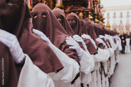 Holy Week Procession with Nazarenes, holy week concept photo