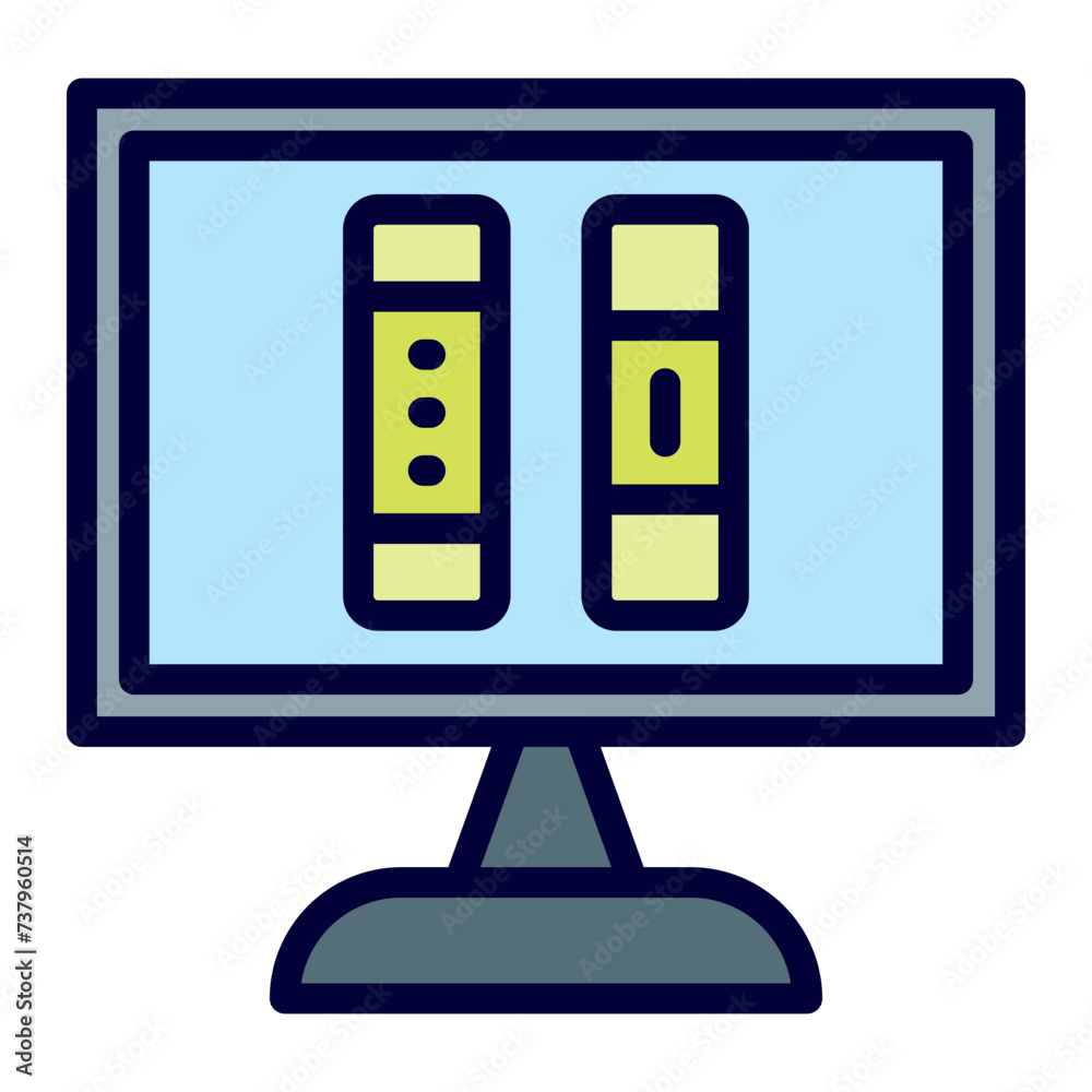 Digital Library Line Filled Icon Digital Library Line Filled Icon