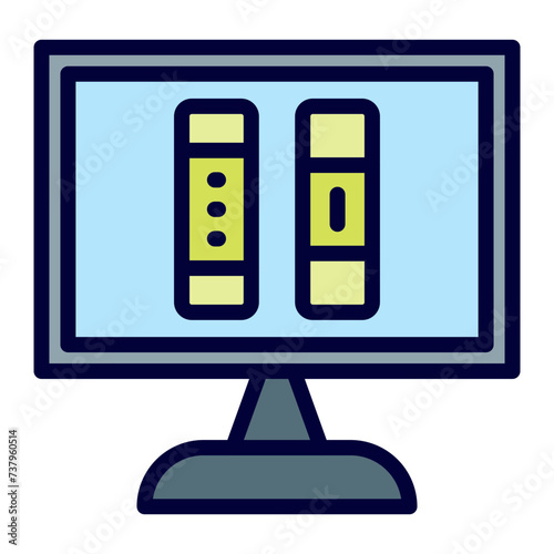 Digital Library Line Filled Icon 