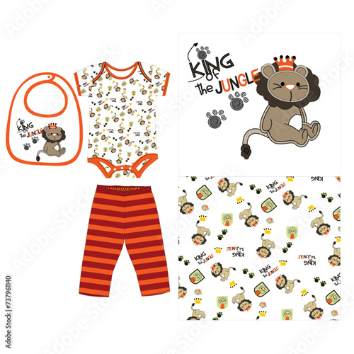  bodysuit with pant lion animals print