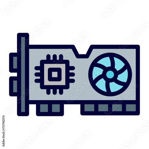 Graphic Card Vector Line Line Filled Icon