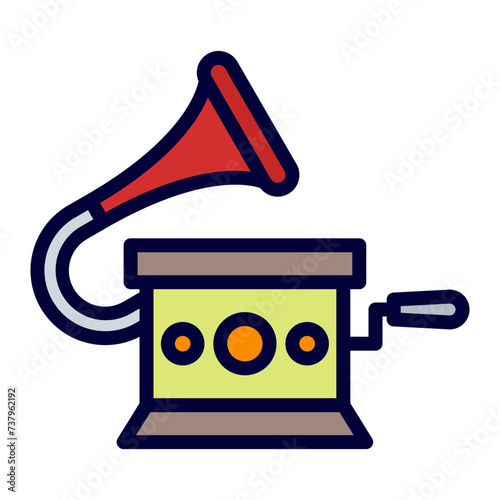 Gramophone Vector Line Line Filled Icon
