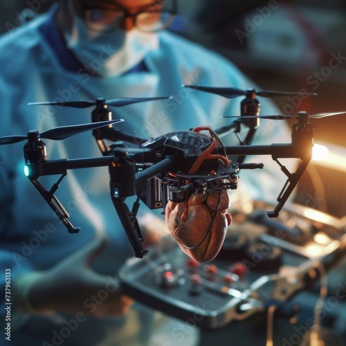 A miniature drone performing a cardiac surgery photo