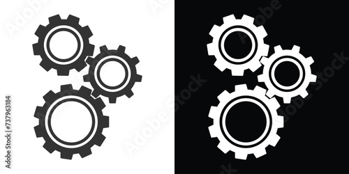 set of gears wheels on black and white 