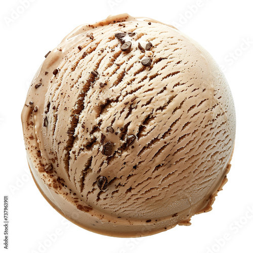 Coffee ice cream ball Isolated on transparent background