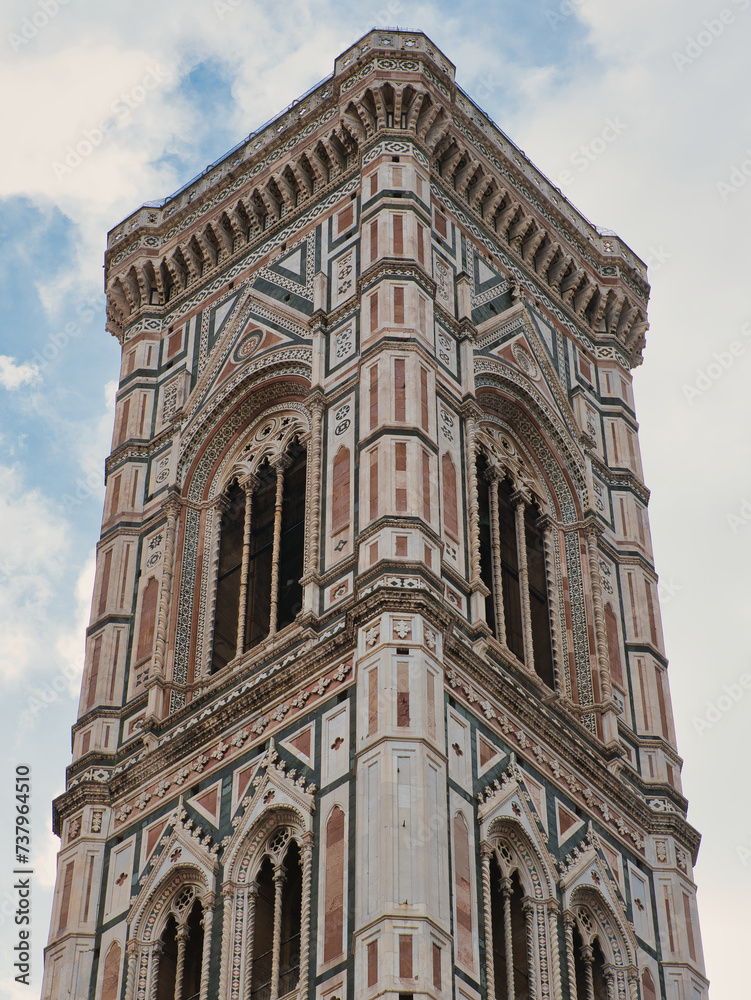 Campanile di Giotto - Tower in Florence, Italy. Partial view