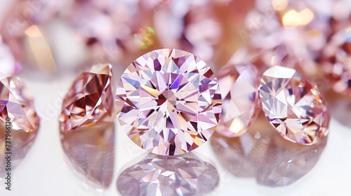 sparkling diamonds in soft pink color close-up