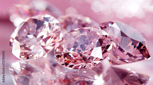 sparkling diamonds in soft pink color close-up