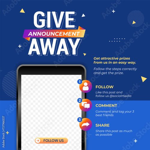 Giveaway winner announcement social media post banner design template