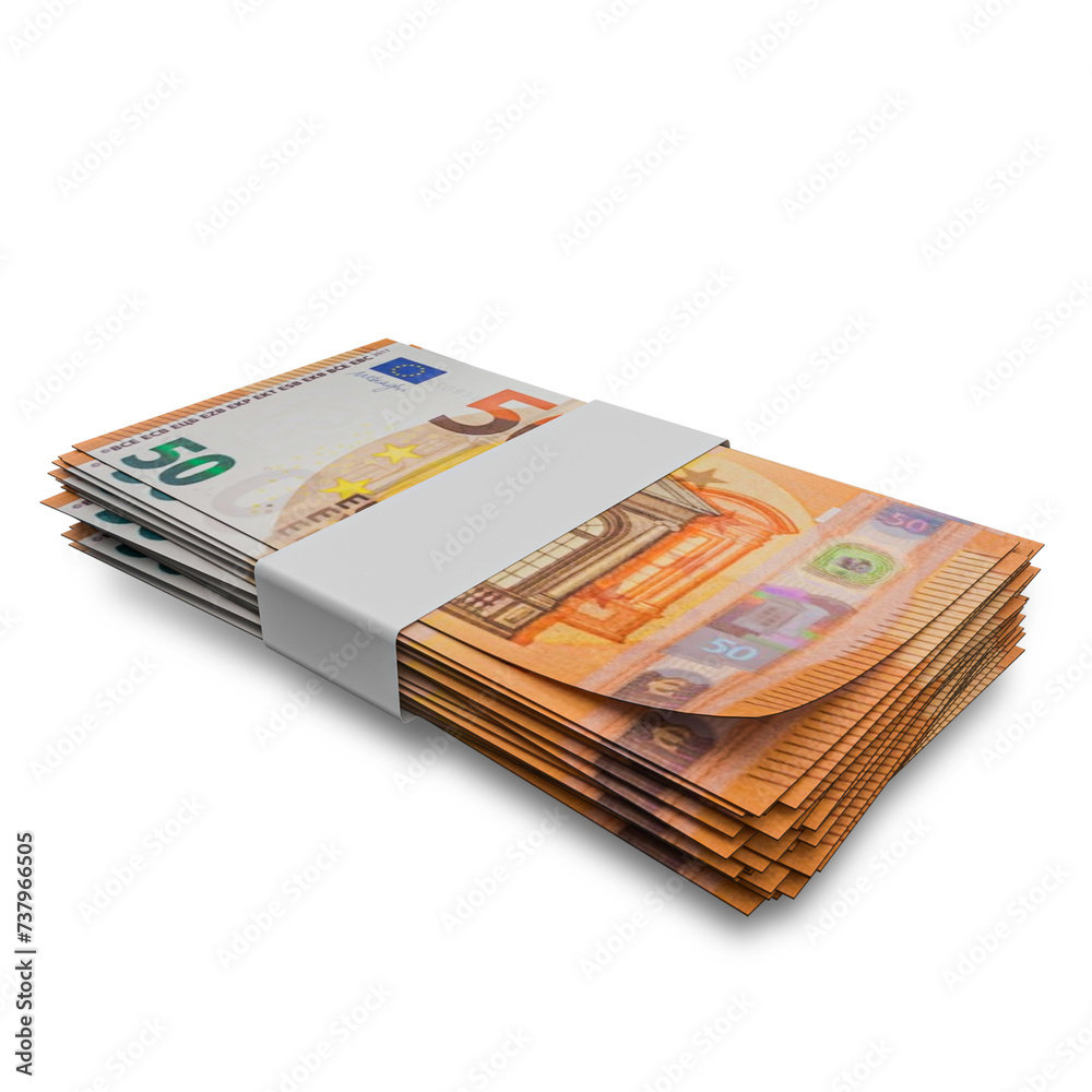 3D rendering of Stacks of European Union Money 50 Euro Banknotes 3D rendering of Stacks of European Union Money 50 Euro Banknotes