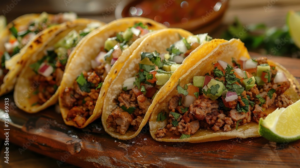 Wide variety of Mexican food with tacos. Wide variety of Mexican food with tacos.