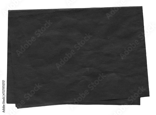 isolated black paper blank sheet on transparent background in png format