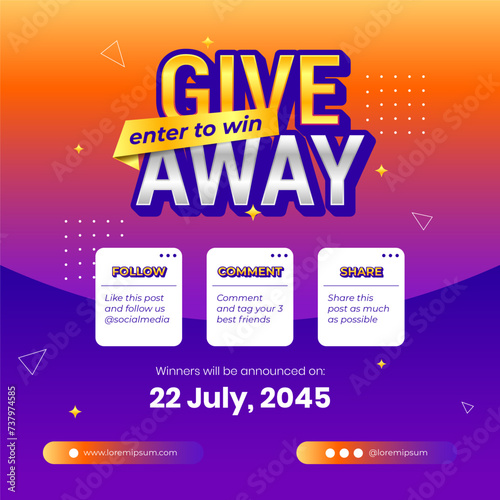 Giveaway steps for social media contest design concept template