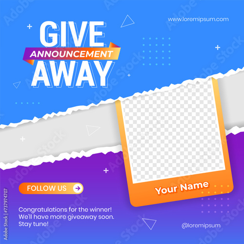 Giveaway winner announcement social media post banner design template