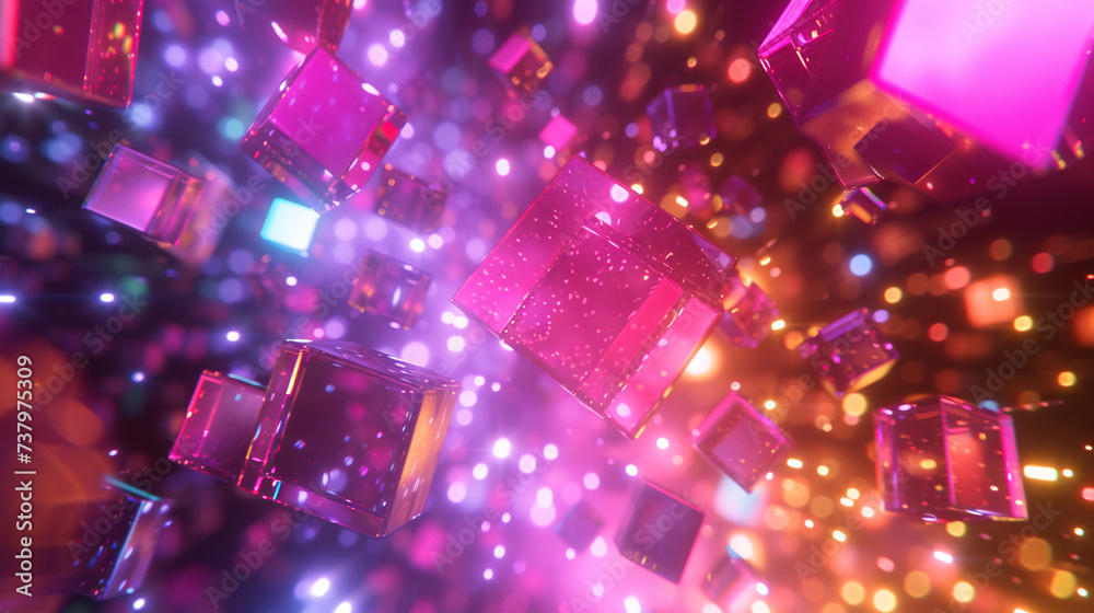 Cubes of varying sizes suspended in an abstract environment Cubes of varying sizes suspended in an abstract environment