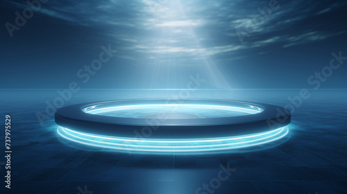 Round stage with water surface