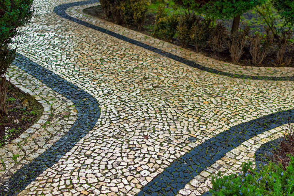 Stone made walking path in Lisbon, Portugal.