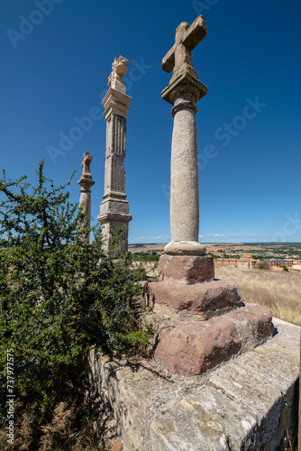 Three Crosses of the ancient Via Crucis, El Cinto, Almazán, Soria, autonomous community of Castilla y León, Spain, Europe