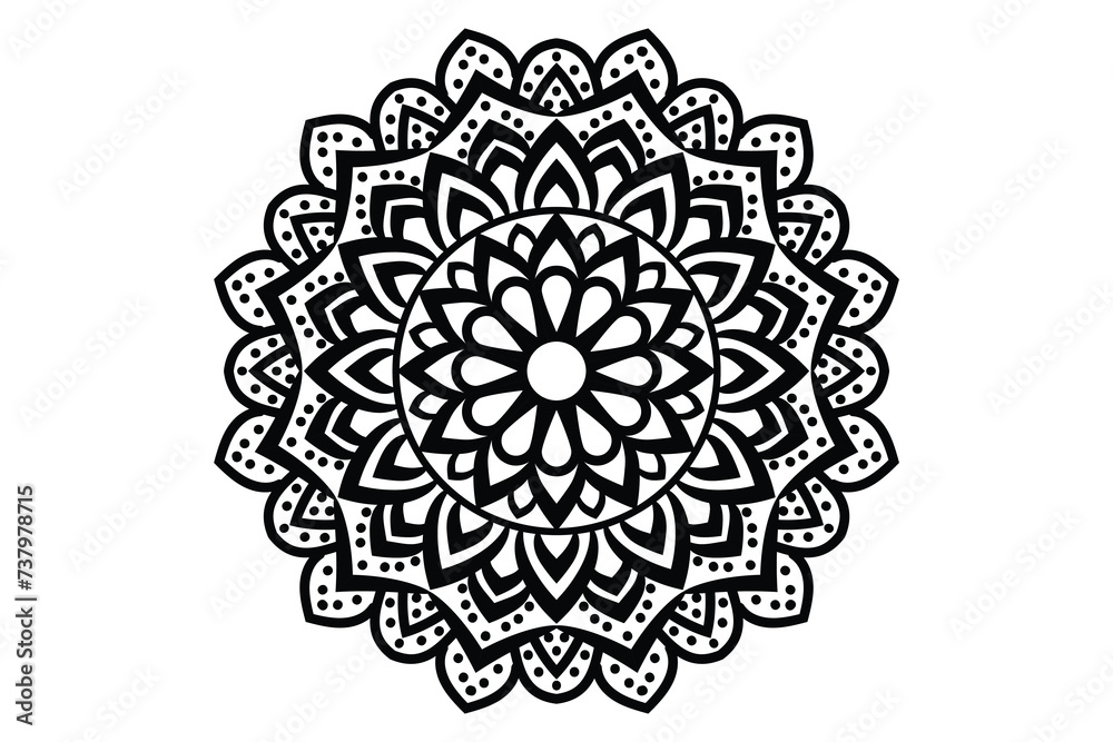 Mandala design, Floral circular mandala design, black and white background with mandala design Mandala design, Floral circular mandala design, black and white background with mandala design