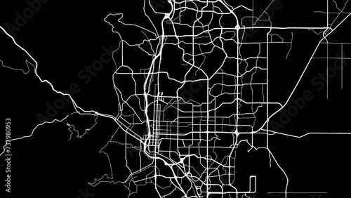 Zoom Out Road Map of Colorado Springs Colorado with white roads on a black background