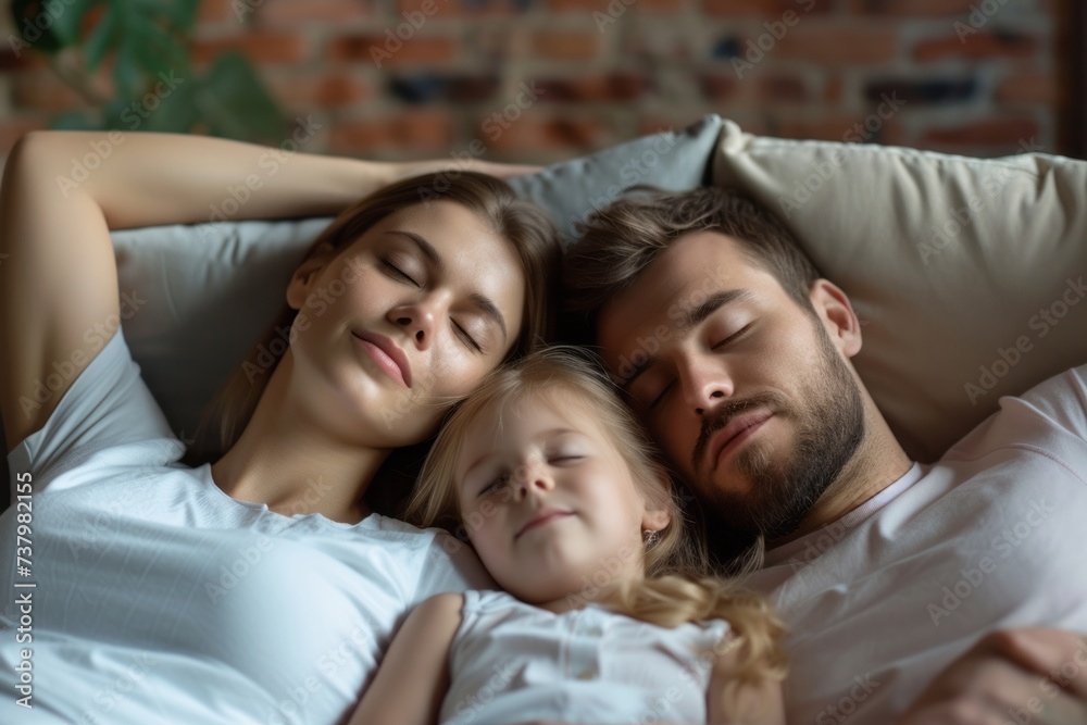 portrait of a happy family on sofa