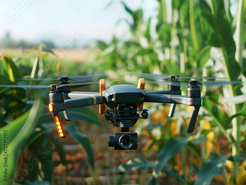 Drones Soaring Over Corn Field for Smart Farming