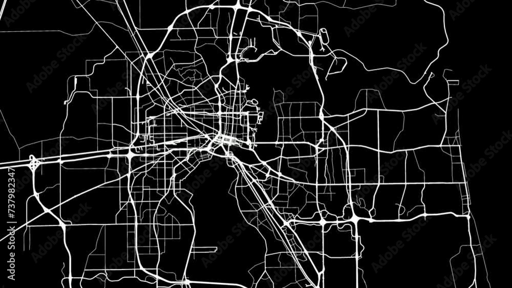 Zoom Out Road Map of Jacksonville Florida with white roads on a black background Zoom Out Road Map of Jacksonville Florida with white roads on a black background