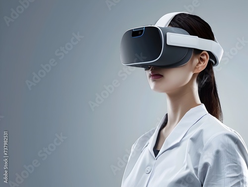 Woman in Virtual Reality Headset in Medical Themes