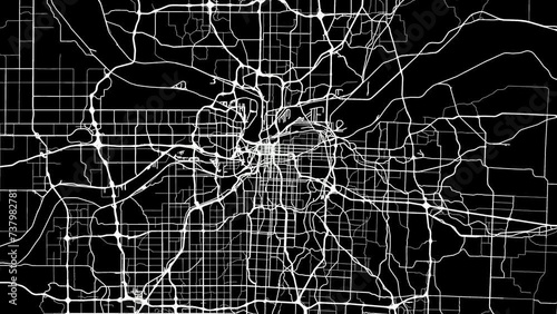 Zoom Out Road Map of Kansas City Missouri with white roads on a black background