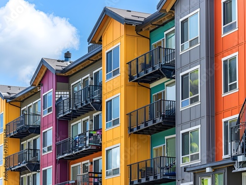 Colorful Apartment Buildings with Balconies