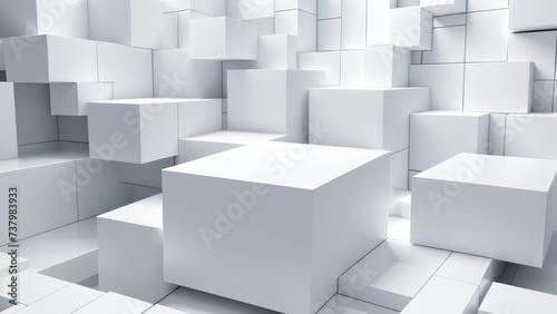 Abstract background design, white geometric composition, 3d render. generative, AI