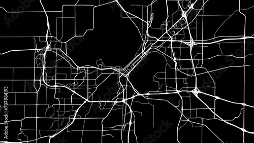 Zoom Out Road Map of Madison Wisconsin with white roads on a black background photo