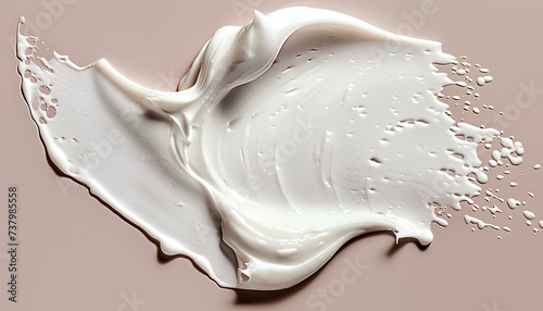 Moisturiser cream swatch isolated on white background. Skincare concept of hydration and nourishing properties of a white cream. Creamy lotion swatch