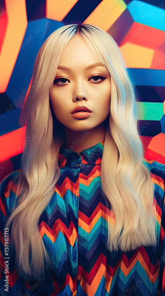 Obraz premium asian woman with long blond hair