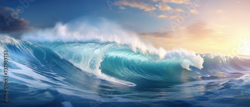 natural beauty in the form of large and high waves in the middle of the ocean created with Generative AI Technology