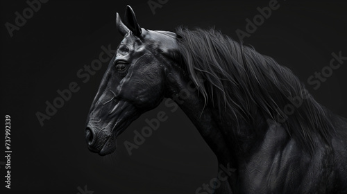 3d Illustration of Black horse