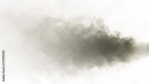 Car exhaust gases from an exhaust pipe on a white background. Black smoke. Environmental pollution concept. 