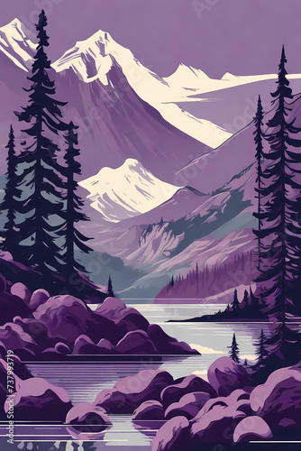 Retro art of British Columbia , Utilize the muted color palette, poster photo