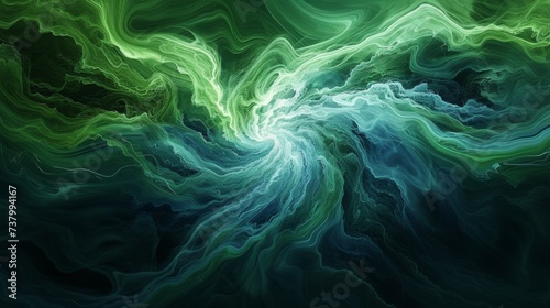 Abstract Representation of Ocean Waves in Green and Blue - Earth Day Theme.