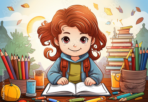 little girl is reading