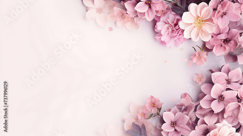 Pink Lie flowers on pink background, wishing for women's day, Mother's Day or wedding invitation card, banner