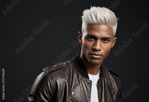 Young african american man with dyed hair