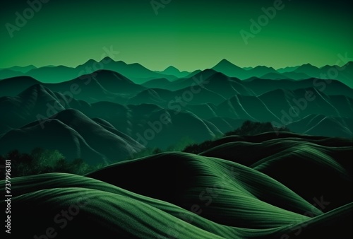 Surreal 3d landscapes in style of rural china, organic patterns. Organic juicy rich green. surreal AI generated Bizzare green hills. fantasy concept