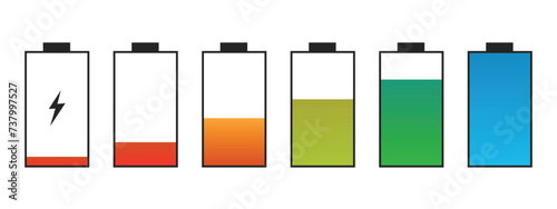 Phone Battery Charge Status Flat Symbols Set