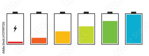 Phone Battery Charge Status Flat Symbols Set