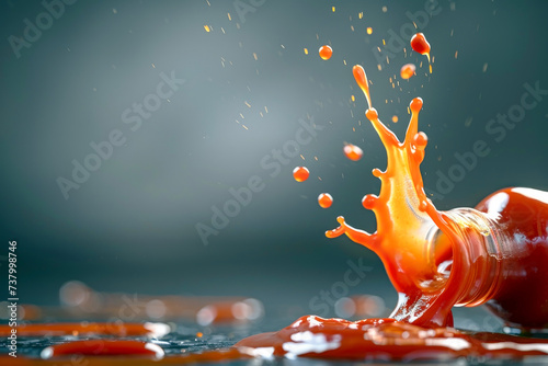 Ketchup Pouring out of the Bottle. The Splash for Movement.