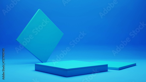 3D Empty Podium Stands Out Against a Soothing Blue Background