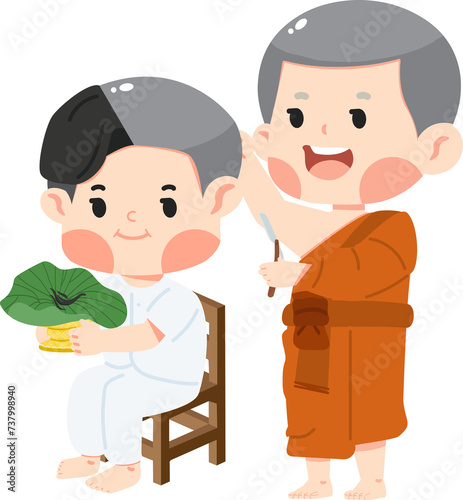 Illustration for Buddhist Ordination cartoon vector photo